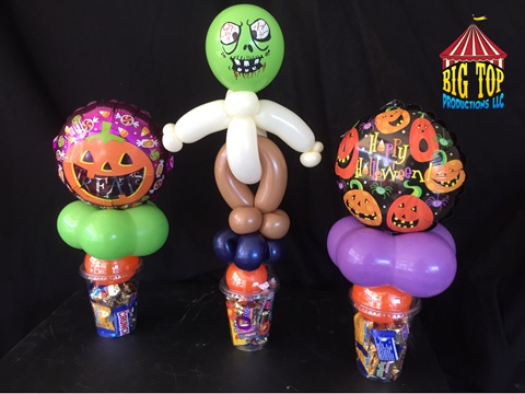 Big Top Halloween balloon candy cups with skeleton and pumpkins