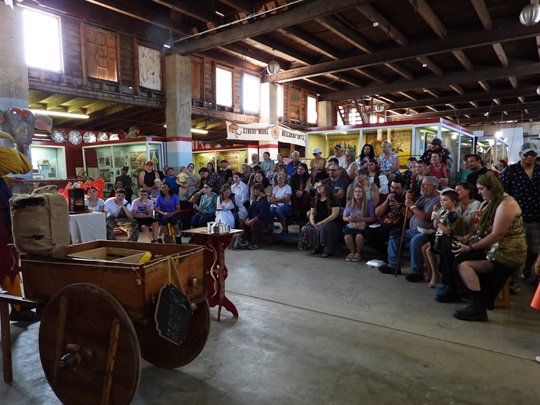 Quibbleflop's audience packed into a hall